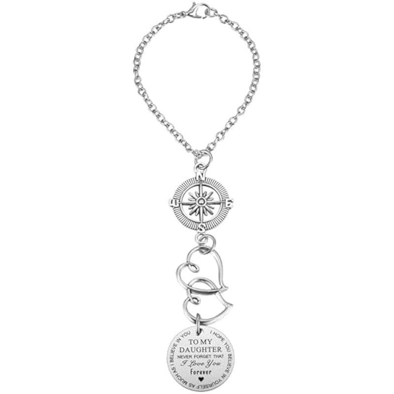 Arabest To My Daughter Compass Car Charm, I Hope You Believe In Yourself As Much As I Believe In You Car Charm, Rear View Mirror Car Charm for Daughter Birthday Graduation - Image 1